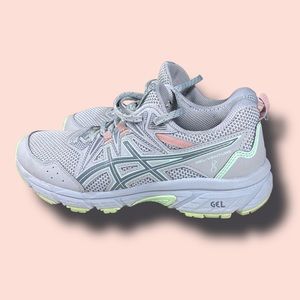 ASICS® GEL-Venture 8 running walking trail shoes women's 7.5 grey/mint #1620